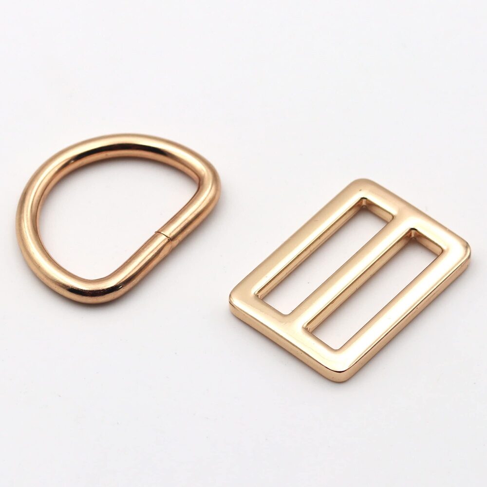 1263 30 pcs Metal D Rings and 8 pcs Flat Metal Slide Buckle Belt